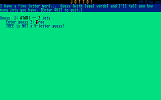 Jotto! atari screenshot